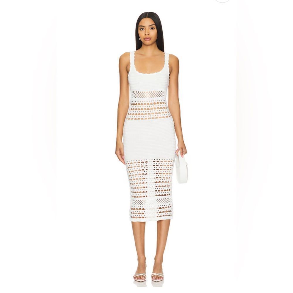 NWT RETROFÊTE AVRIL KNIT CROCHET DRESS in white - Picture 8 of 13